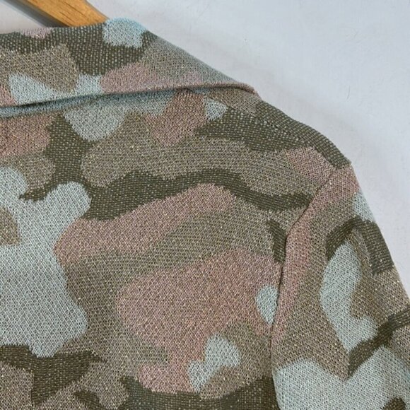 Gabby Isabella Metallic Camo Fringed Cardigan Small - Picture 9 of 10